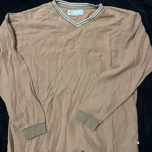 Classic V-Neck Sweater in Tan